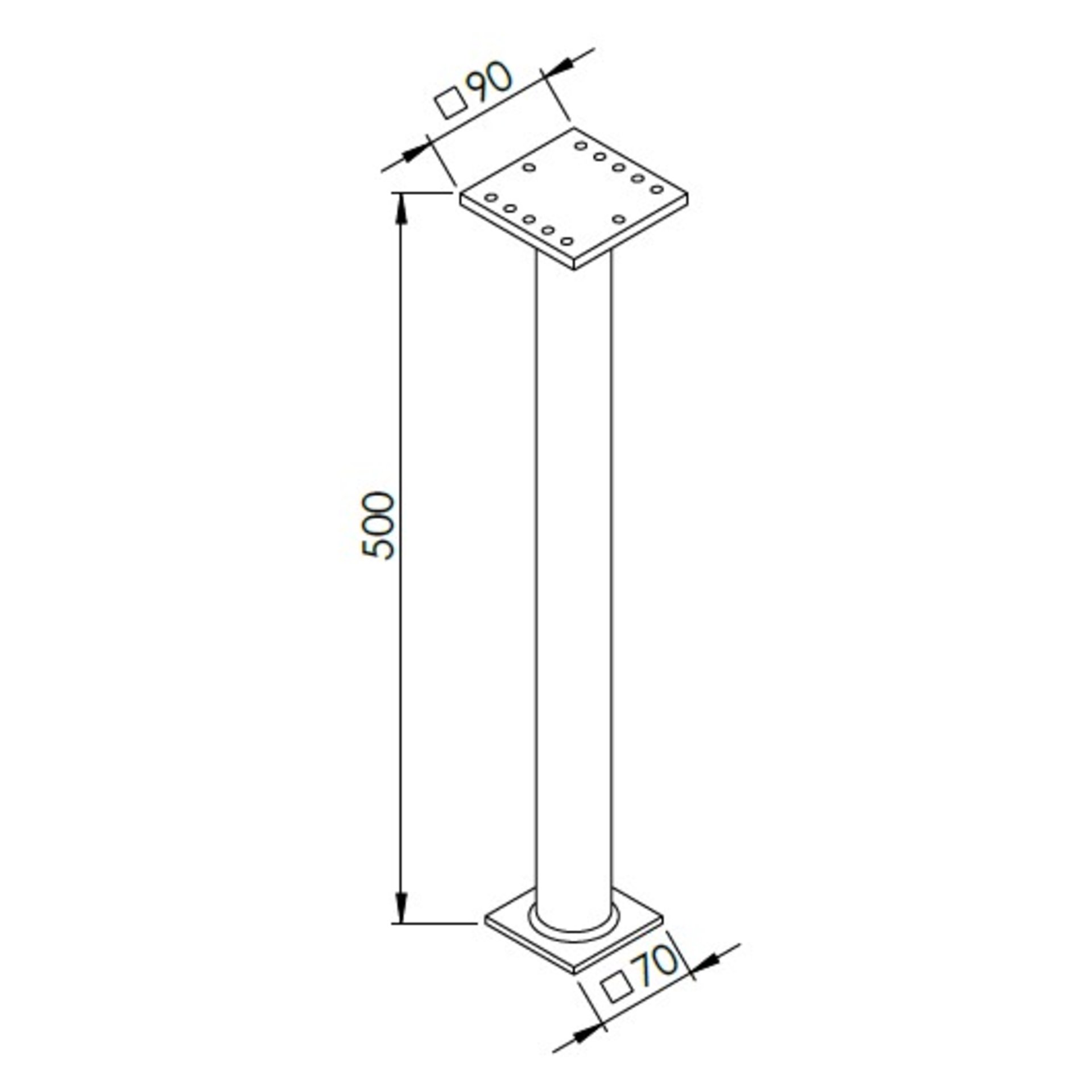 Absperrlampe, Stehstütze, Aluminium, Rundrohr, Plattenbasis