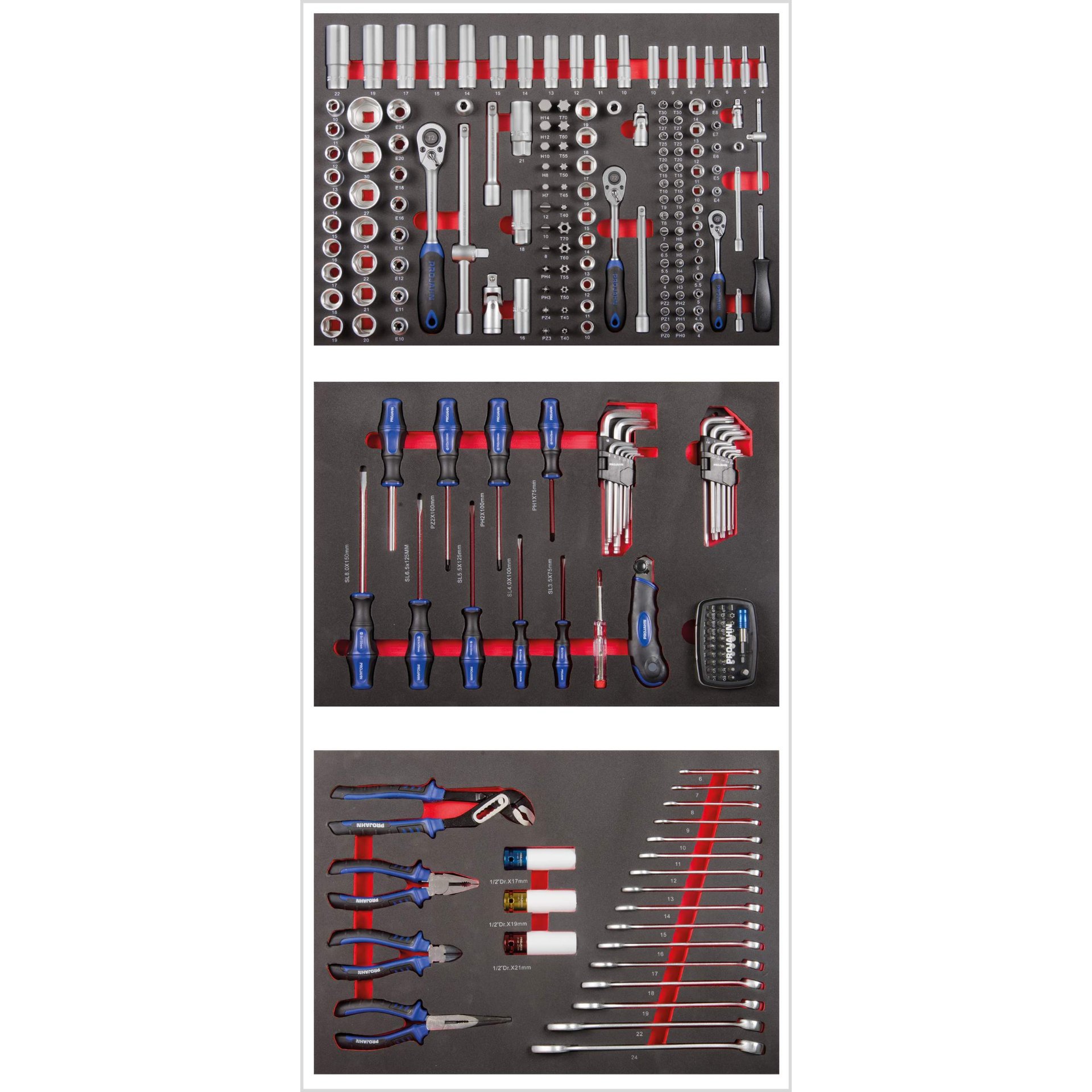 Werkzeugsatz, Bitset, Ratsche, Schraubendreher, Zangen