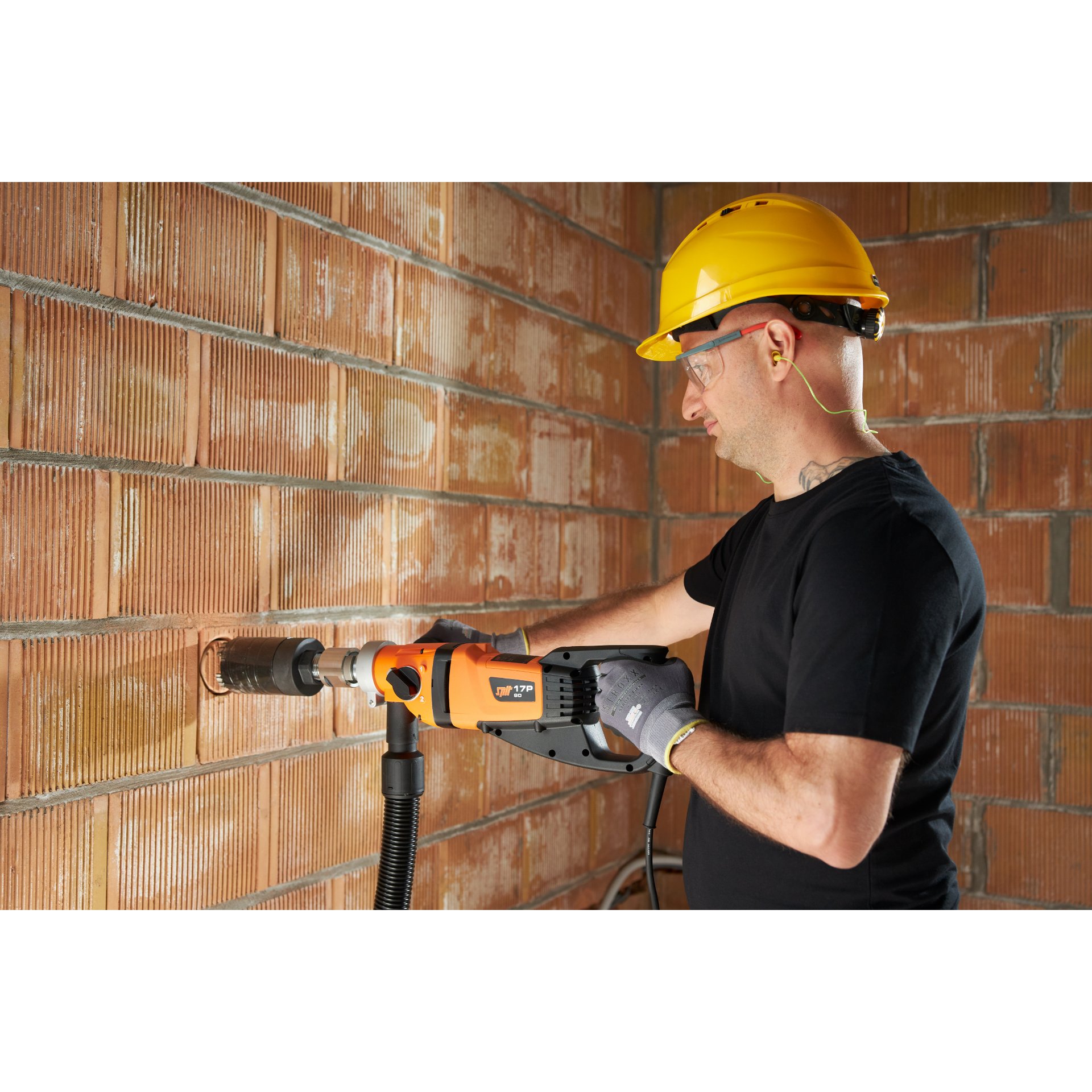 Person, Arbeiter, Elektrische Bohrmaschine, Werkzeug, Schutzhelm