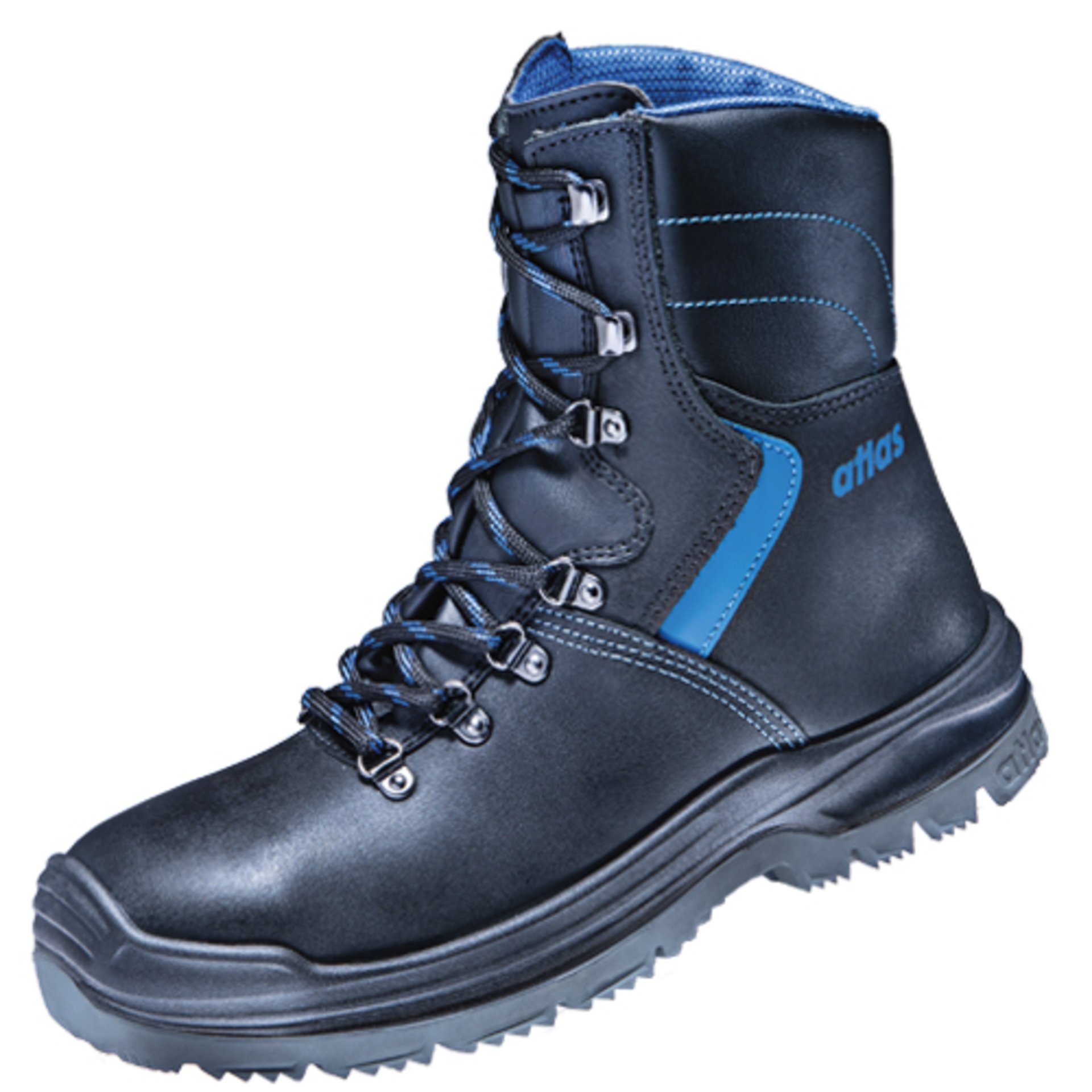 Stiefel, Leder, Blau, Schnürstiefel, Gummisohle