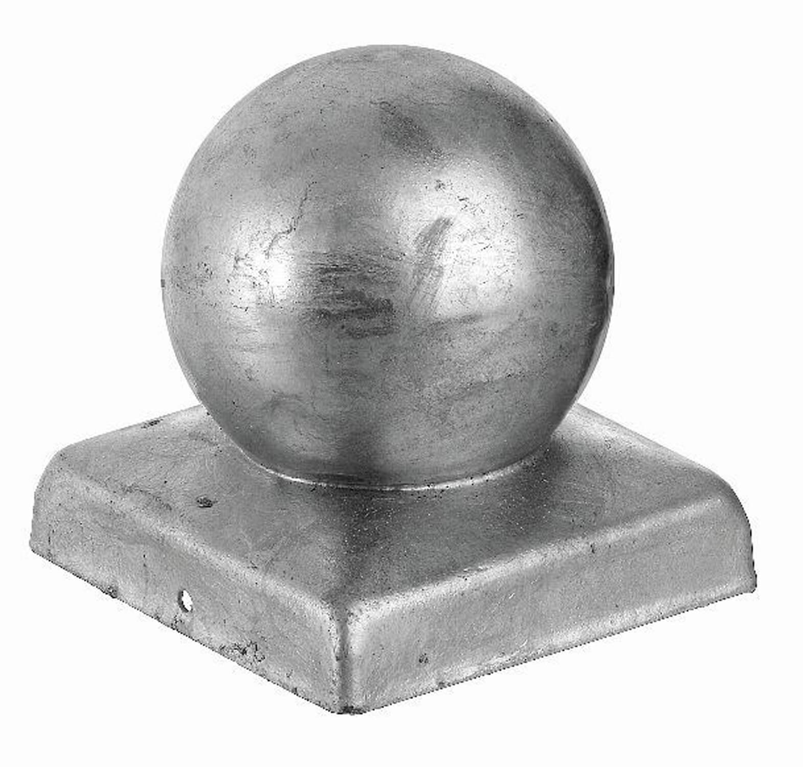 Pitzl Pfostenkappen 101 x 101, Nirosta, mit Kugel, Dekor und Schutz für Kantholzpfosten