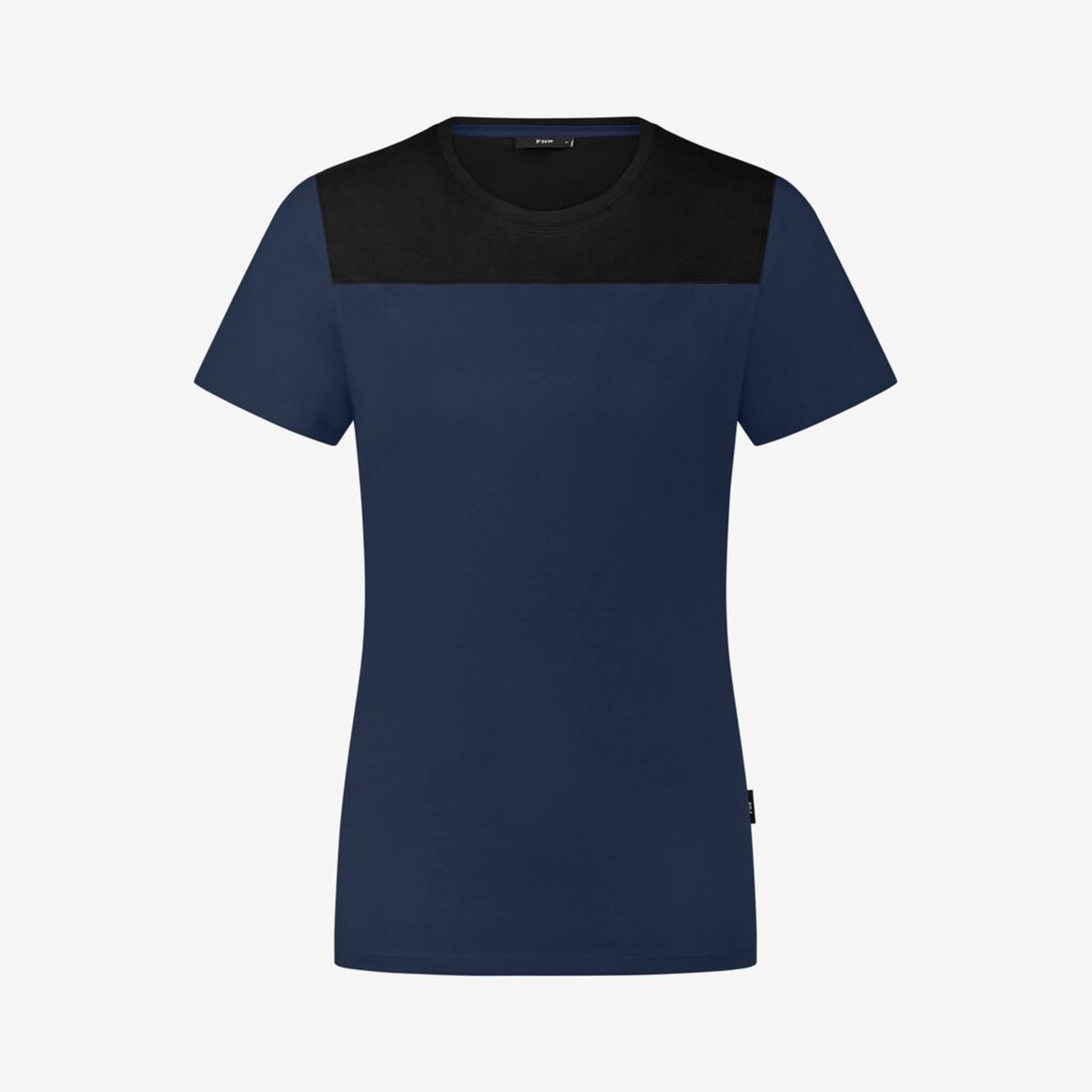 T-Shirt, Marineblau, Blockfarbe, Kurzarm, Zweifarbig