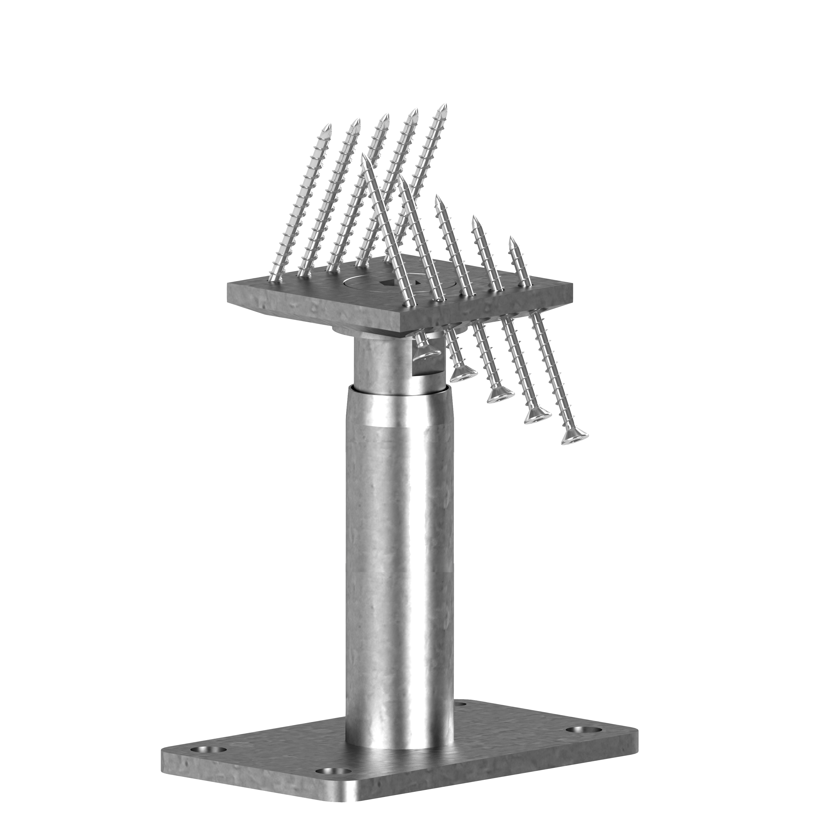 STF Pfostenträger 190+100 (100 mm höhenverstellbar) D=42 feuerverz. zum Aufbetonieren