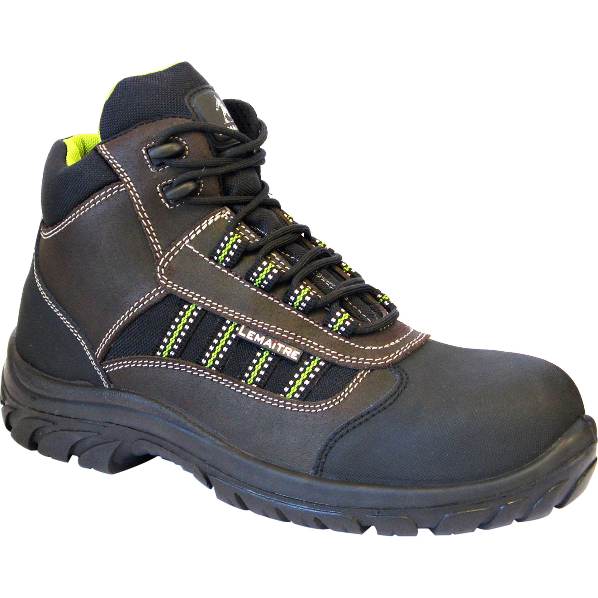 Hiking botas, Mid-cut, Negro, Costura, Cordones