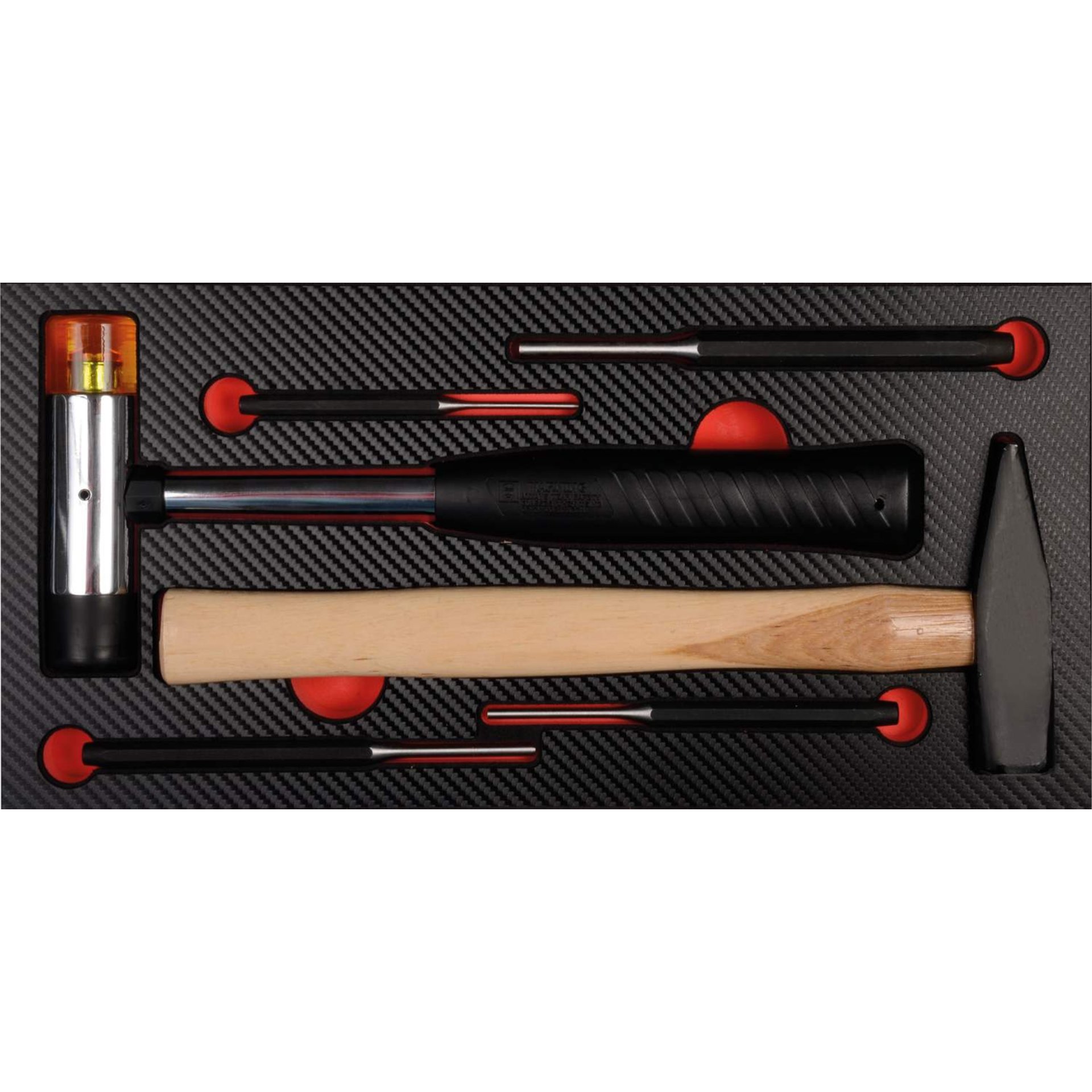 Hammel, Schwermetallhammer, Holzgriff, Schwarz, Rot