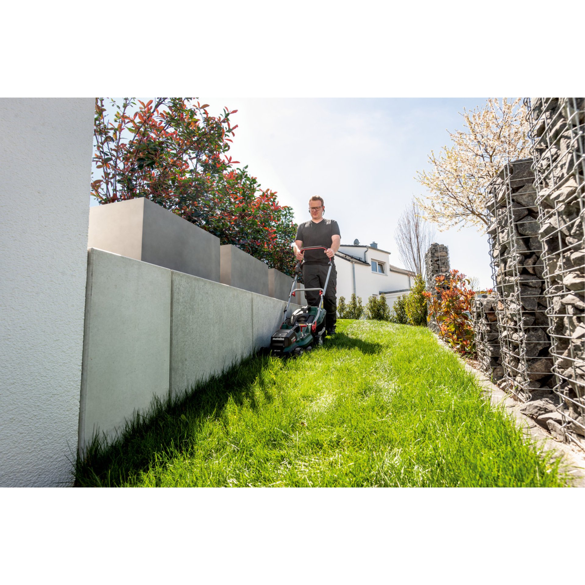 Gras, Rasen, Gerät, Rasenmäher, Person