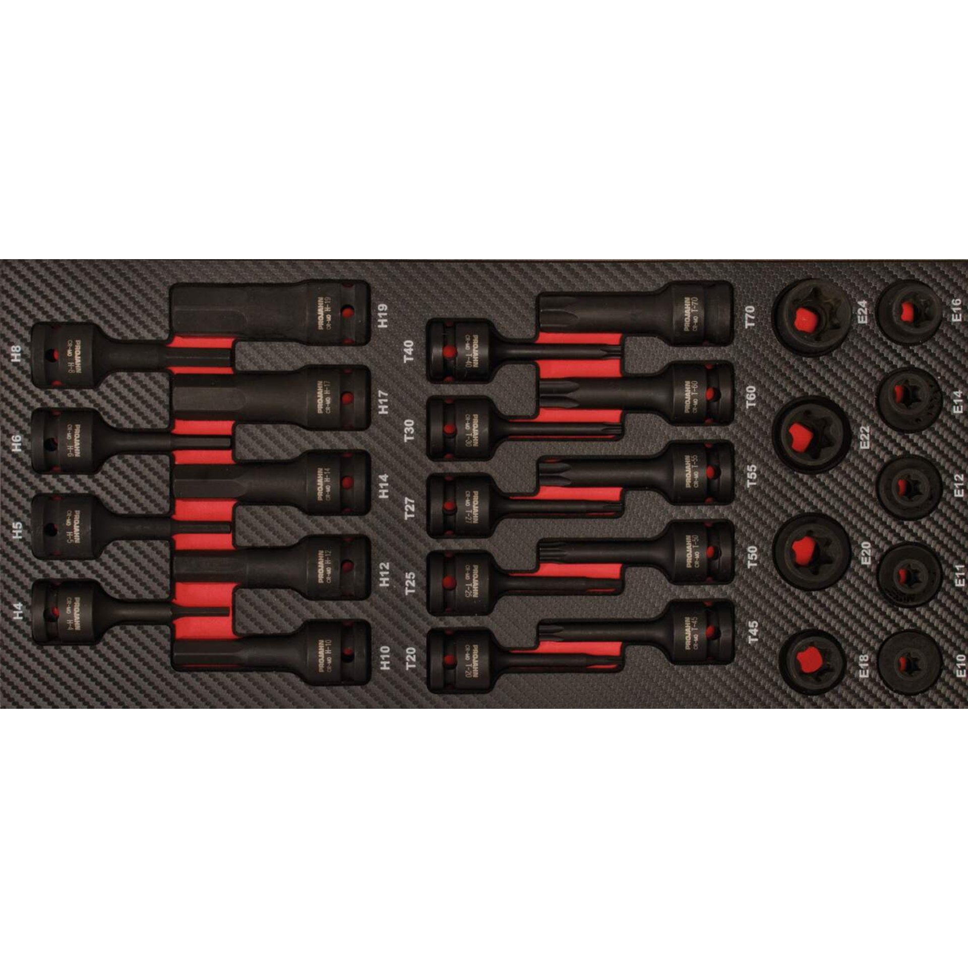 Zweistufige Schraubendreher, Schraubendreher-Satz, Red-Black Grifffarbe, Knickschutzgriffe, Kunststoffkoffer-Einlage