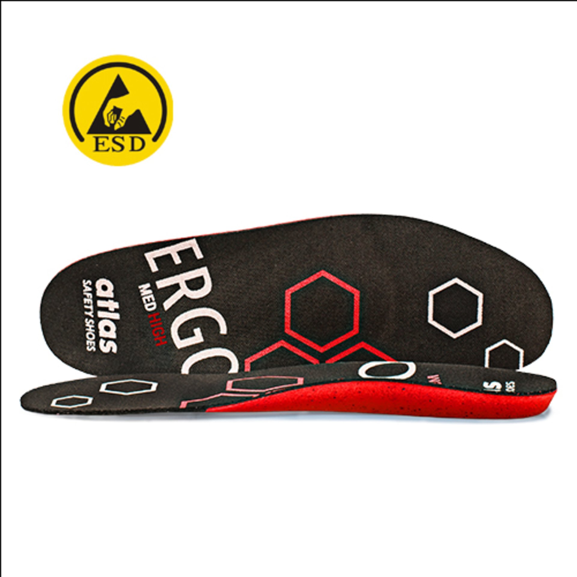 Ortho-Innensohlen, Gelkissen-Innensohlen, Mittleres/hohes Fußgewölbe Unterstützung, schwarz-rot Design, Rutschfest, ergonomische Einlegesohle