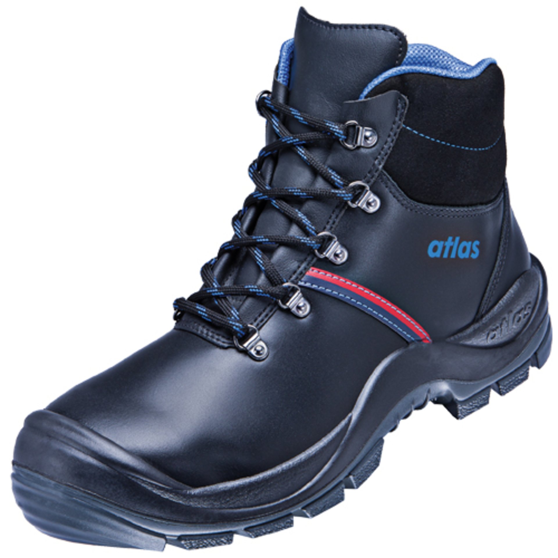 Stiefel, Wanderschuh, Lackleder, Gummisohle, blau