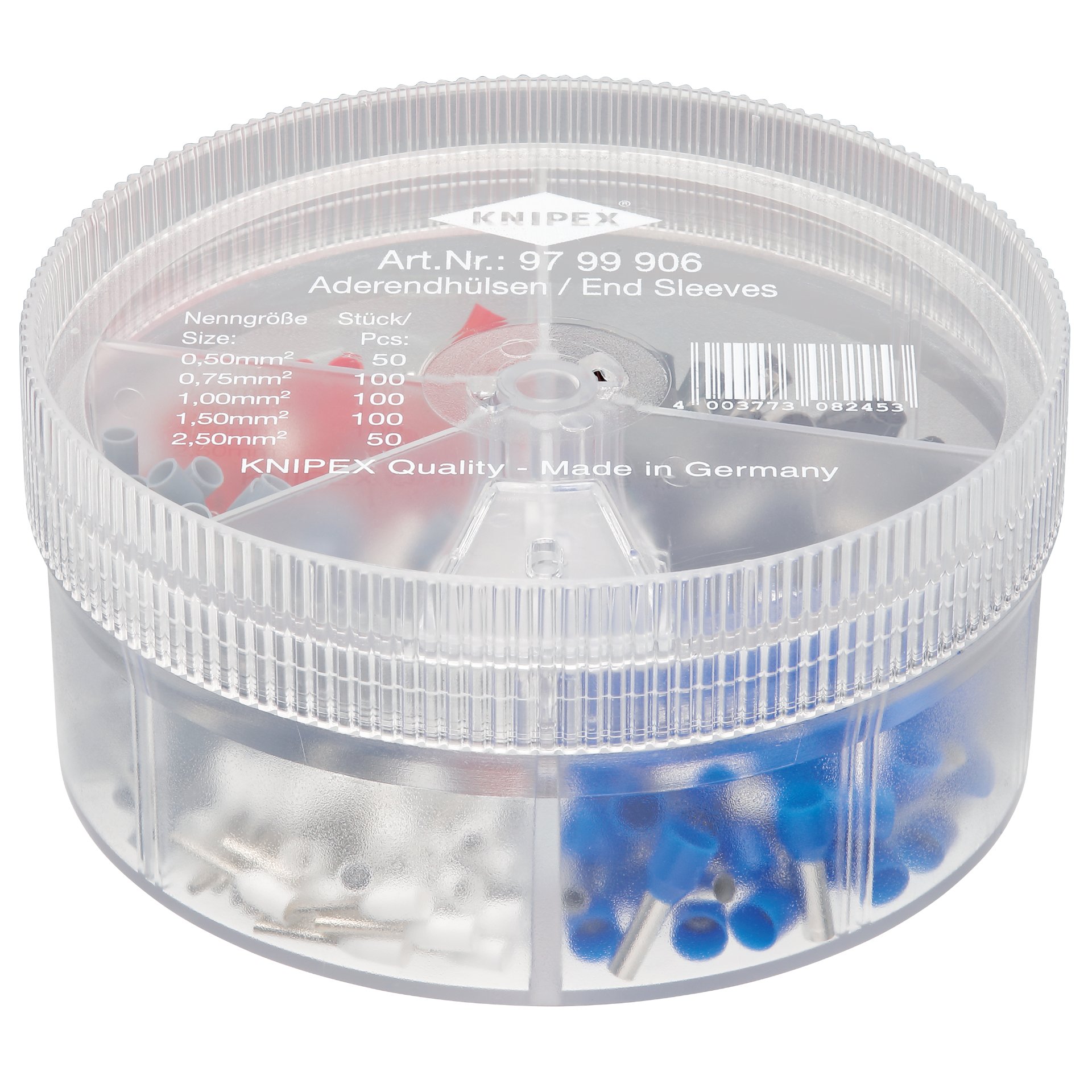 KNIPEX 97 99 906 Sortimentsboxen mit 400 isolierten Aderendhülsen 5 x Aderendhülsen Sets