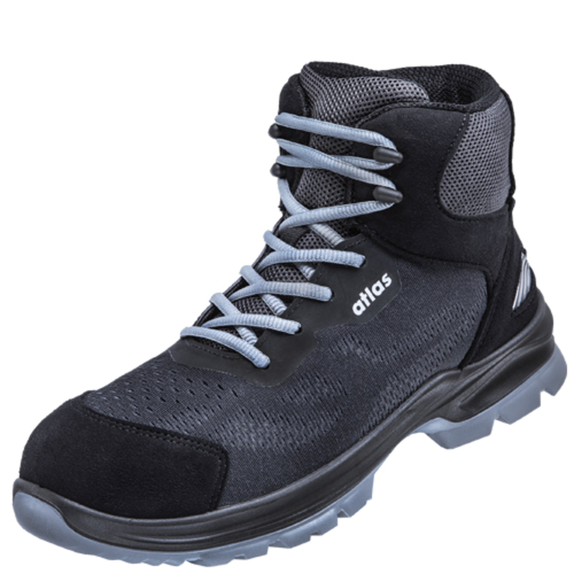 Stiefel, Wanderschuhe, Schnürstiefel, Mesh-Obermaterial, Grau-Schwarz