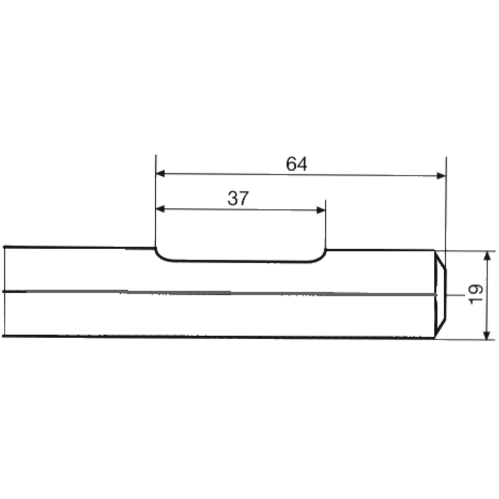 technical drawing, dimensional figure, Länge 64, Radius 19, Nutflucht